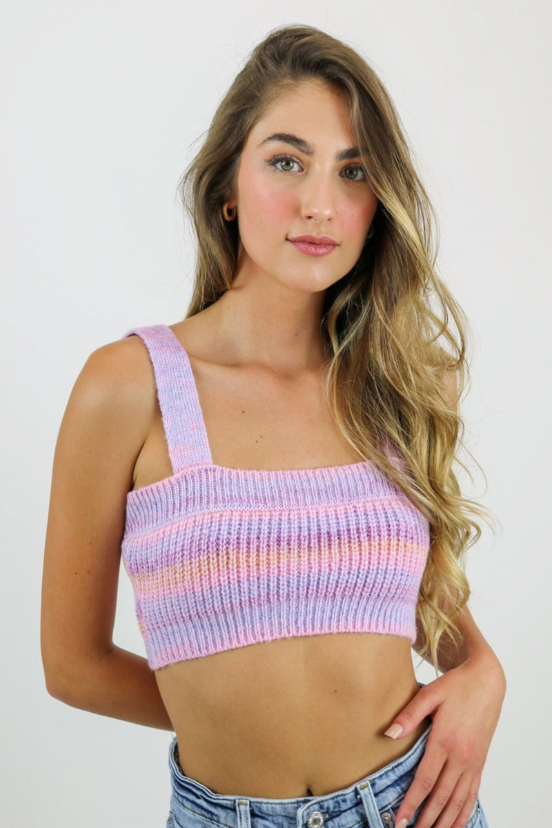 Wing It Rainbow Crop Top | Lavender Multi