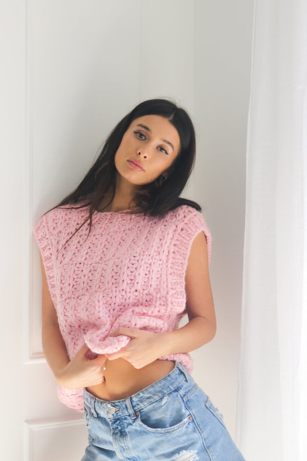Kirra Hand Knitted Vest | Pink