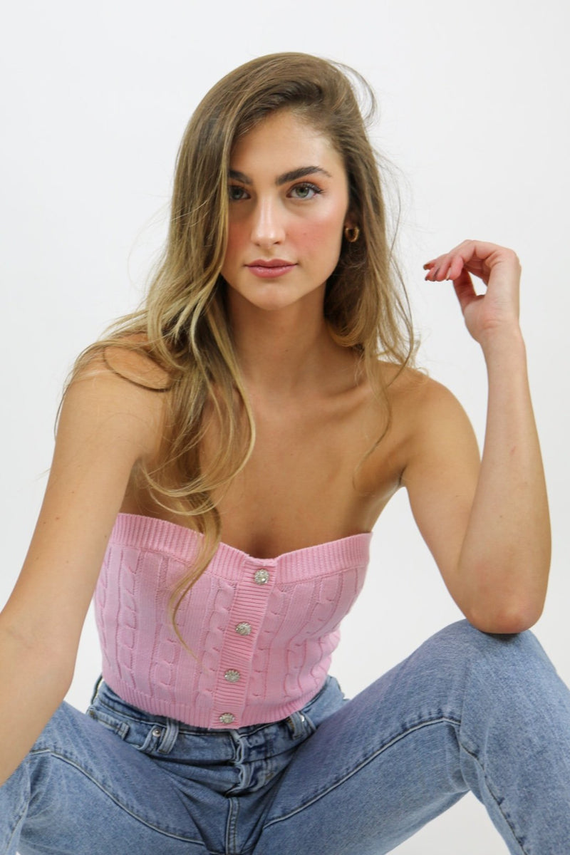 Over You Strapless Top | Pink