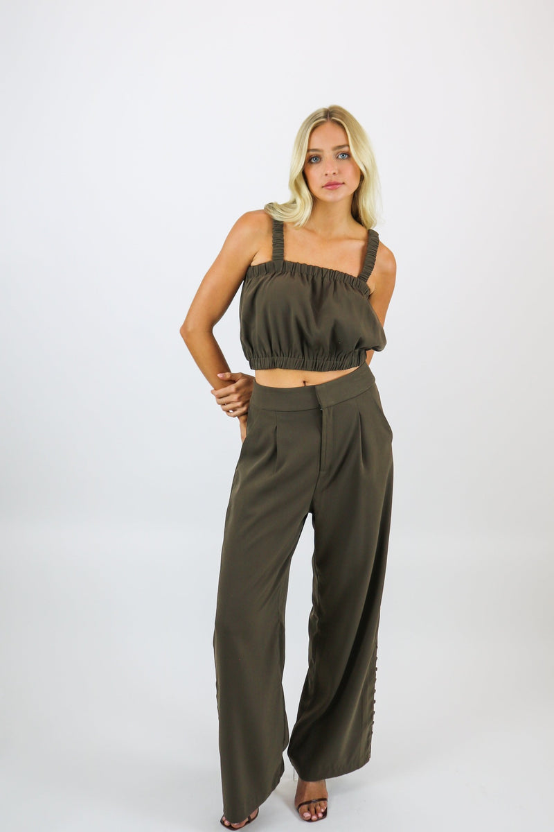 Berlin Button Slit Trouser | Espresso