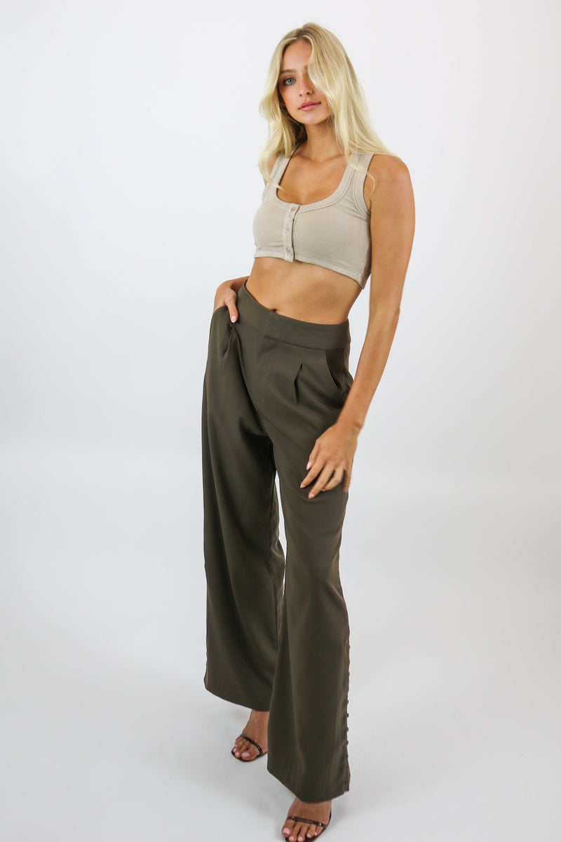 Berlin Button Slit Trouser | Espresso