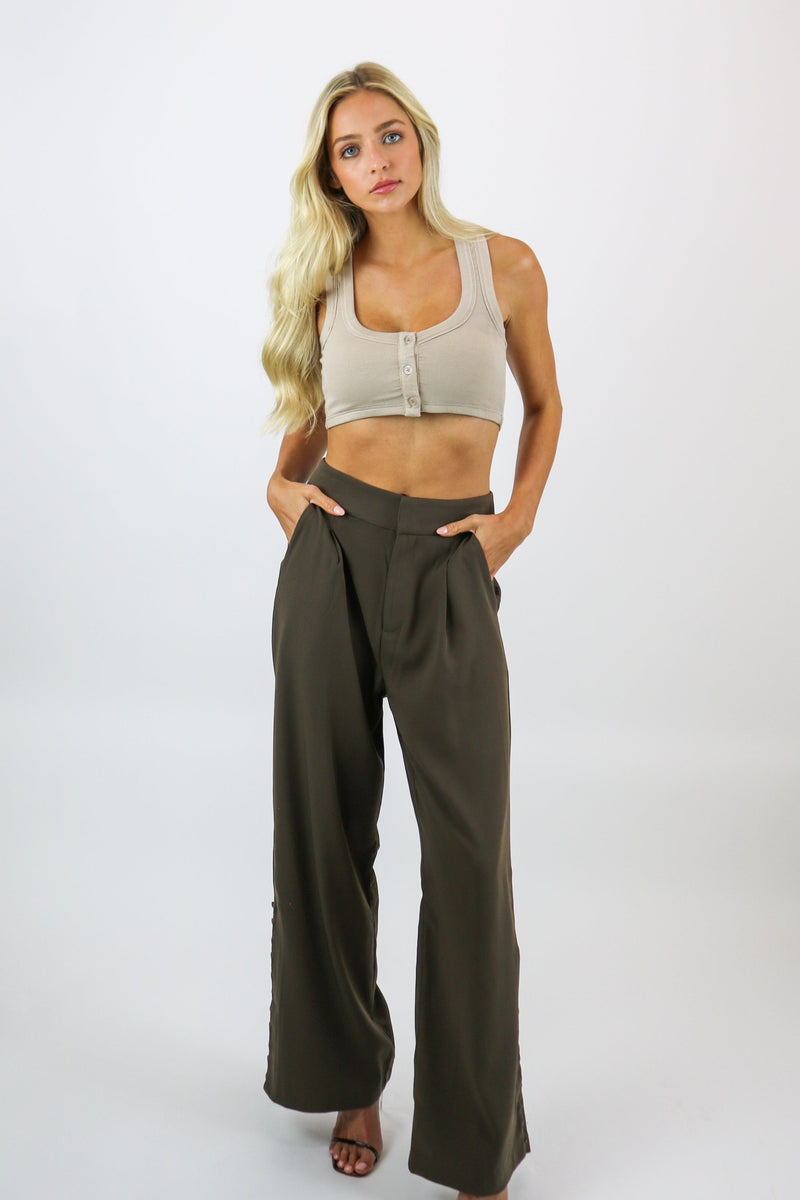 Berlin Button Slit Trouser | Espresso