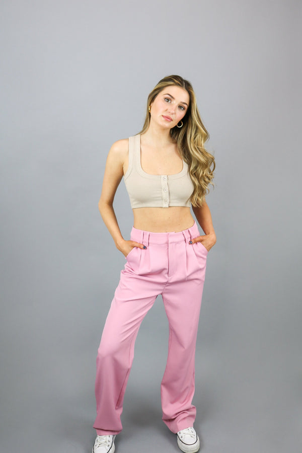 Saylor Wide Leg Woven Pants | Pink