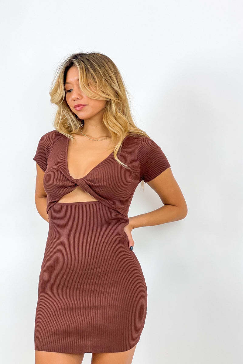 Knit Twist Dress | Chocolate