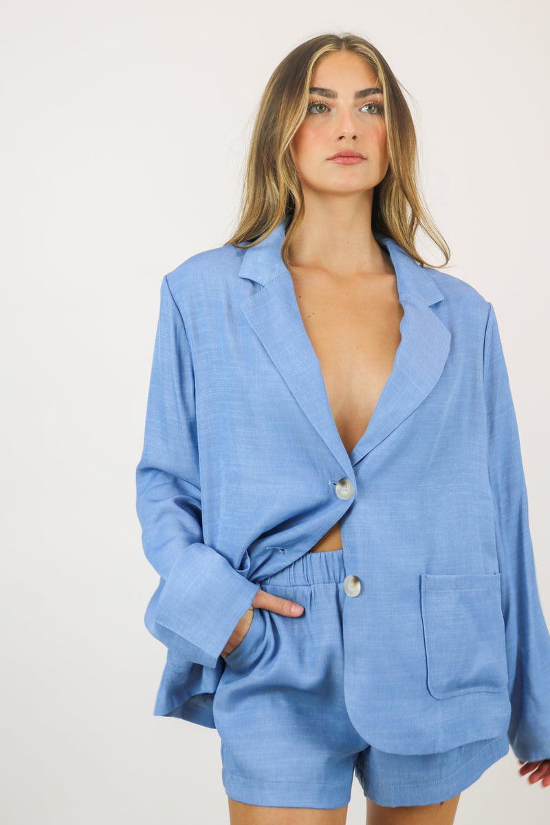 Over You Blazer Set | Light Blue