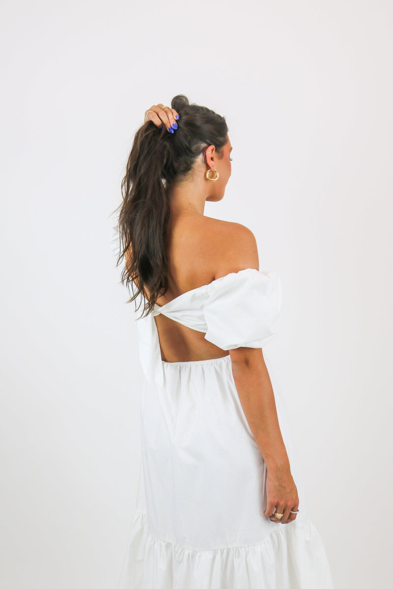 Cloud Open Back Midi Dress | White