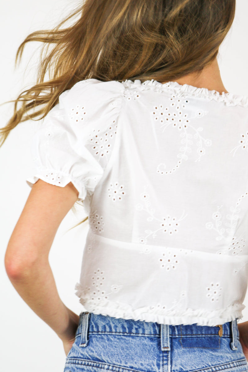 Jayde Eyelet Crop Top | Cloud Nine