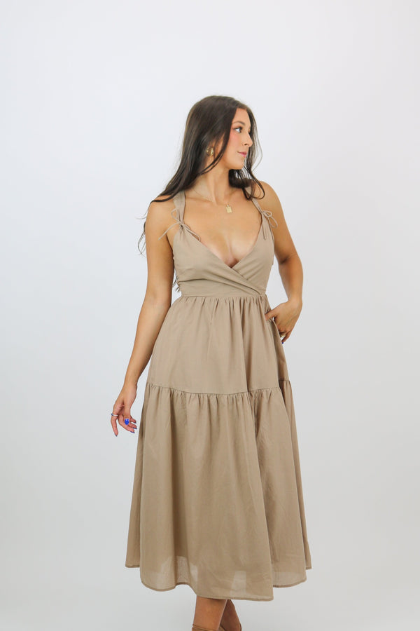 Butterfly Maxi Dress | Taupe