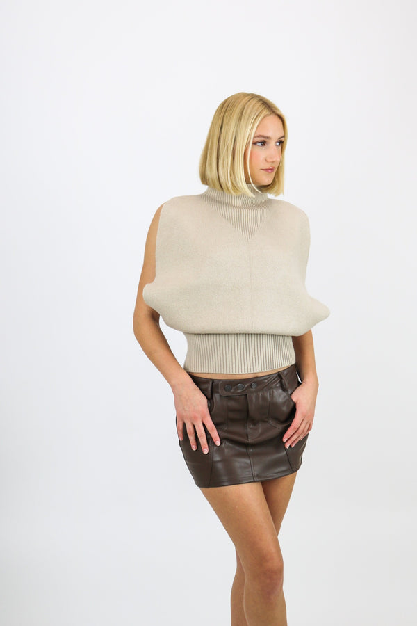 NEW - Disya Leather Skirt | Brown | Motel