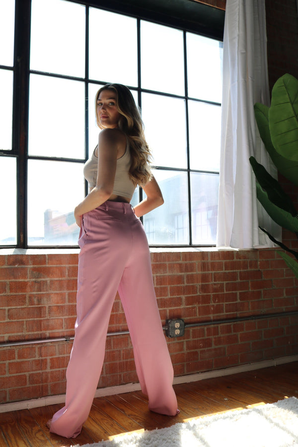 Saylor Wide Leg Woven Pants | Pink