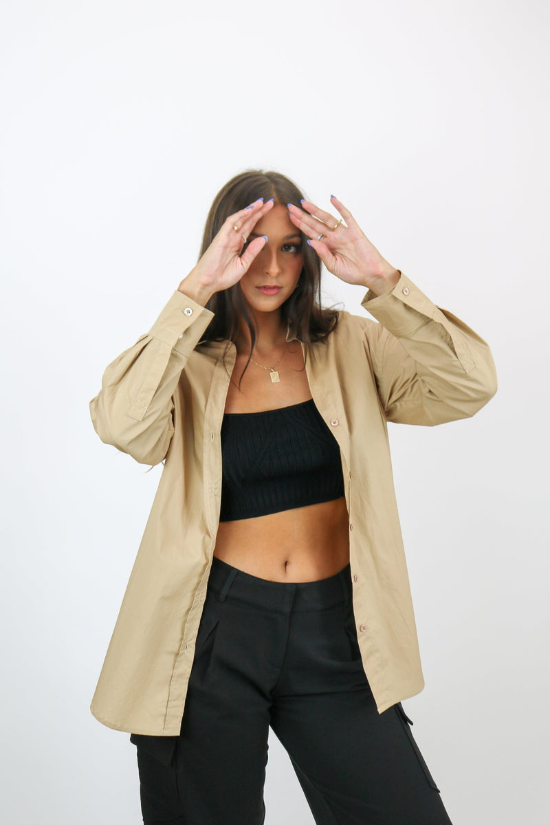 Desert Oversized Collared Shirt | Khaki