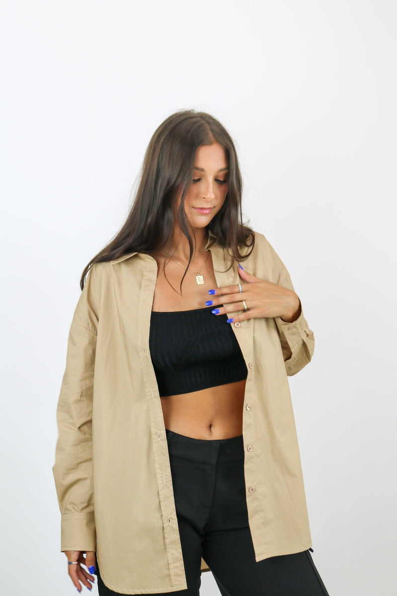 Desert Oversized Collared Shirt | Khaki