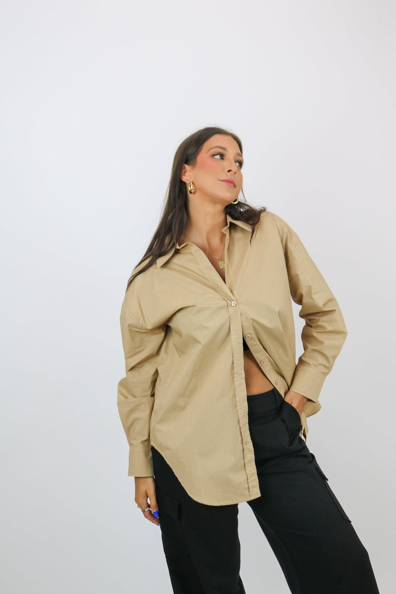 Desert Oversized Collared Shirt | Khaki