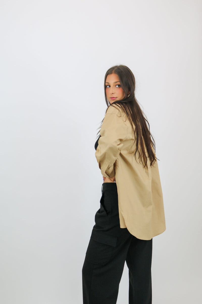 Desert Oversized Collared Shirt | Khaki