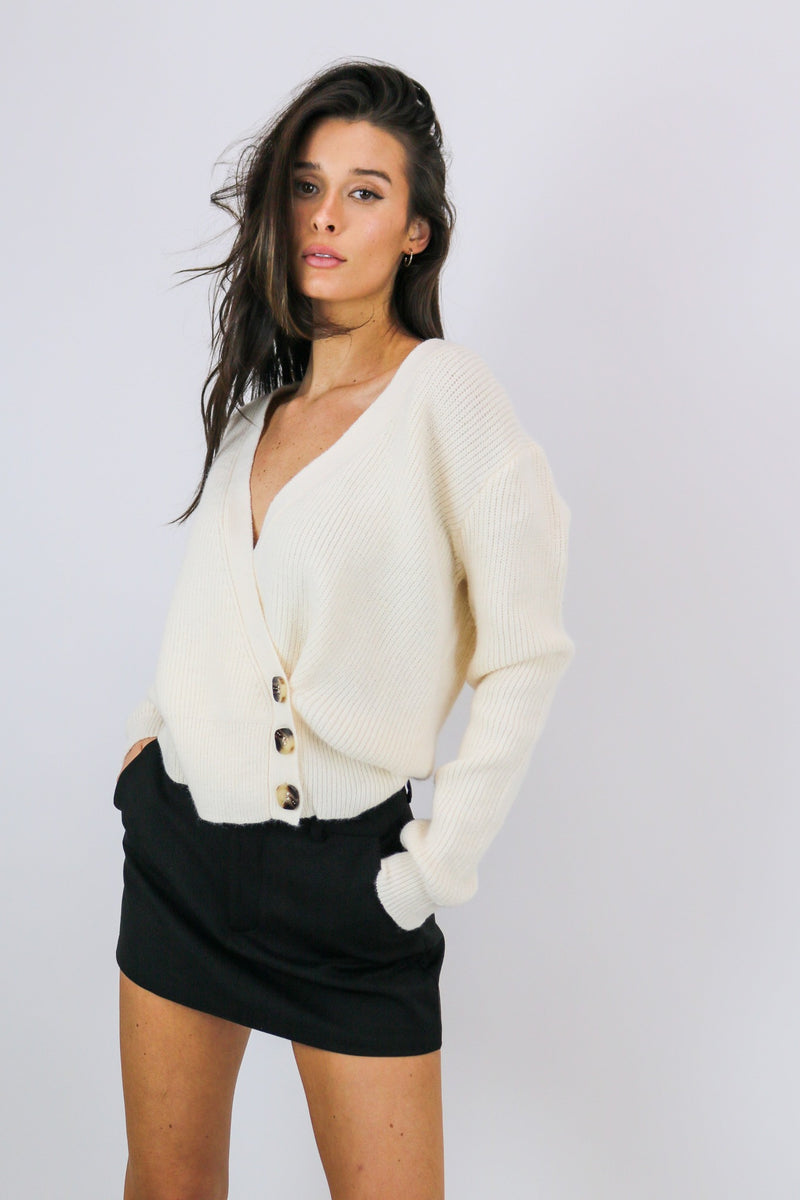 Grayson Button Wrap Cardigan | Ivory