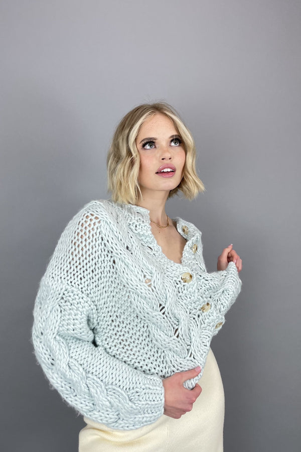 Georgia Hand Knitted Cardigan | Blue